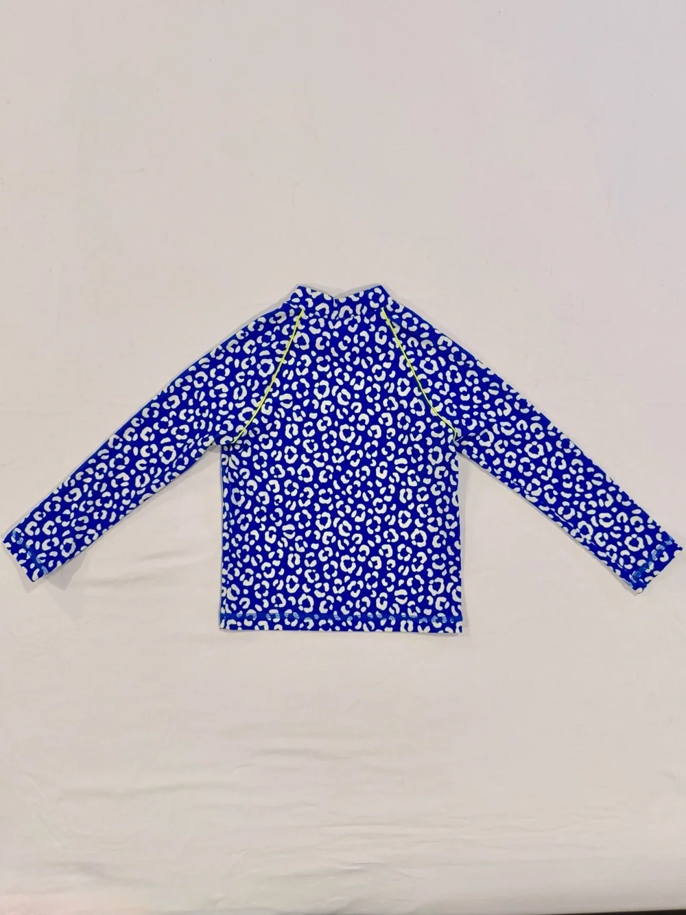 Mini Boden Sun-Safe Rashguard Girls 3-4 Y 3T 4T Blue Leopard Long-Sleeves Swim